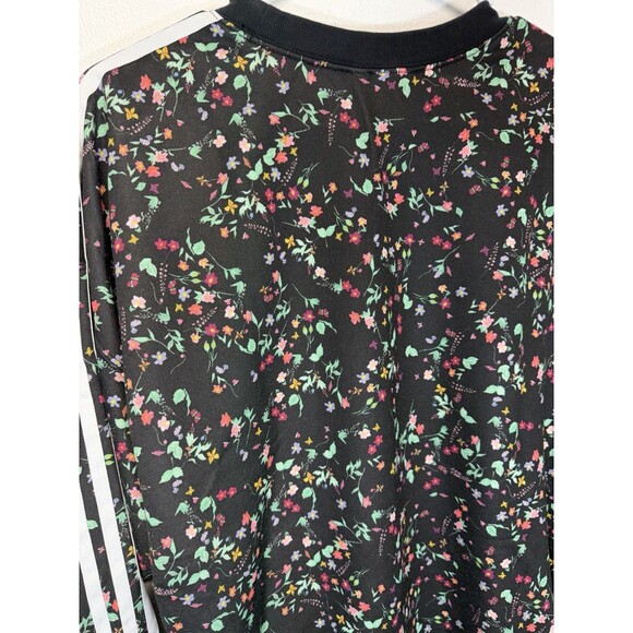 Adidas Womens Originals Black Floral Long Sleeve  Sweatshirt Crew Neck Sz Xl - Picture 10 of 13